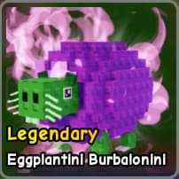 Eggplantini Burbalonini fuzed brainrot from Plants vs Zombies Roblox experience.
