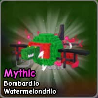 Bombardilo Watermelondrilo fuzed brainrot from Plants vs Zombies Roblox experience.