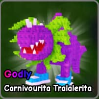 Carnivourita Tralalerita fuzed brainrot from Plants vs Zombies Roblox experience.