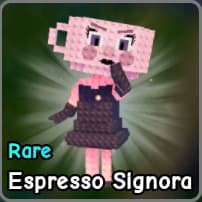 Espresso Signora brainrot from Plants vs Zombies Roblox experience.