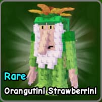 Orangutini Strawberrini fuzed brainrot from Plants vs Zombies Roblox experience.